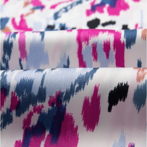 Multicolored Abstract Print 3/4 Puff Sleeve Ruffle Blouse NWT - Picture 9 of 12